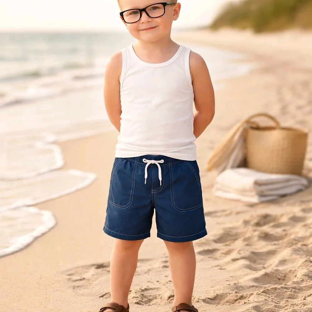 OshKosh B'gosh blue swim trunks size 5 with white stitching